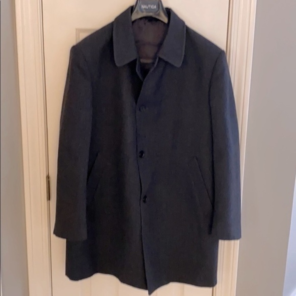 Charcoal Italian made 4 button pea coat.